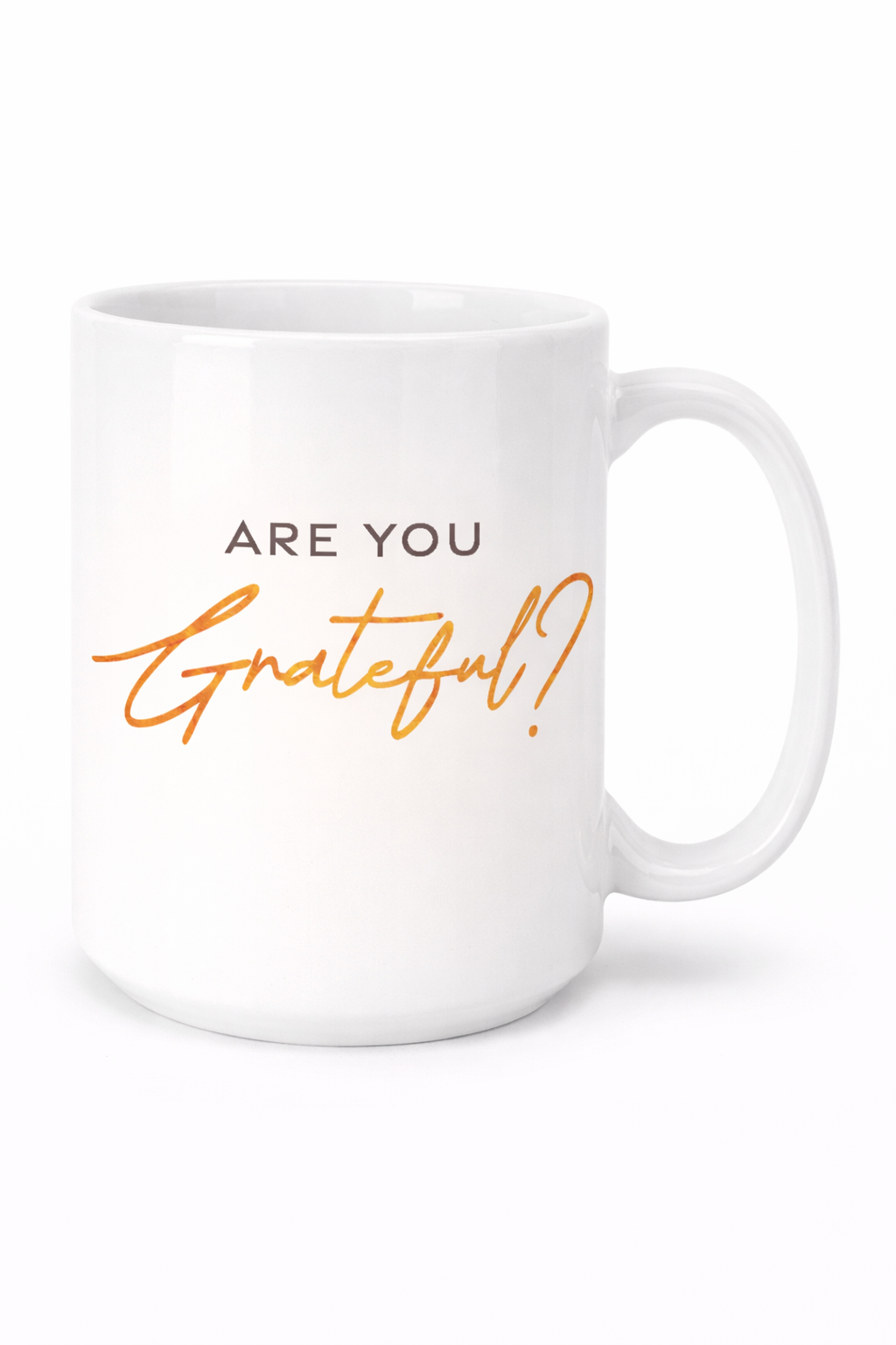 Are You Grateful? (GRF) White Ceramic Mug with Color Inside (11oz, 15oz)