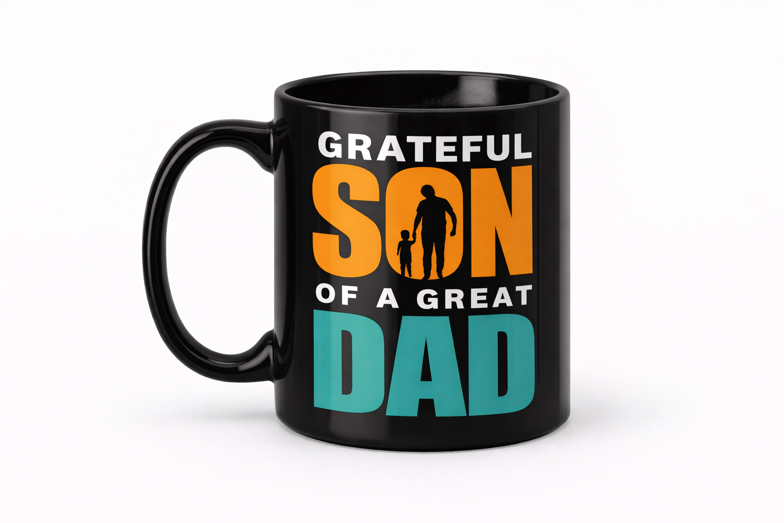 Grateful Son of a Great Dad (SD) Black Glossy Mug (11oz, 15oz)