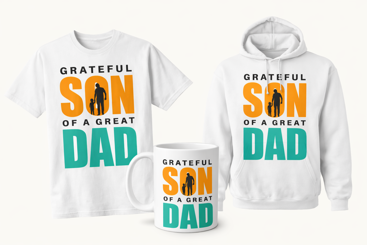 Greatful Son Of A Great Dad (GGD) Classic Gratitude Apparel Bundle (1 tee+1 hoodie +1 mug)