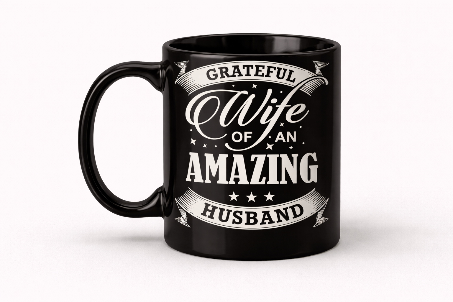 Grateful Wife of an Amazing Husband Black Glossy Mug (11oz, 15oz)