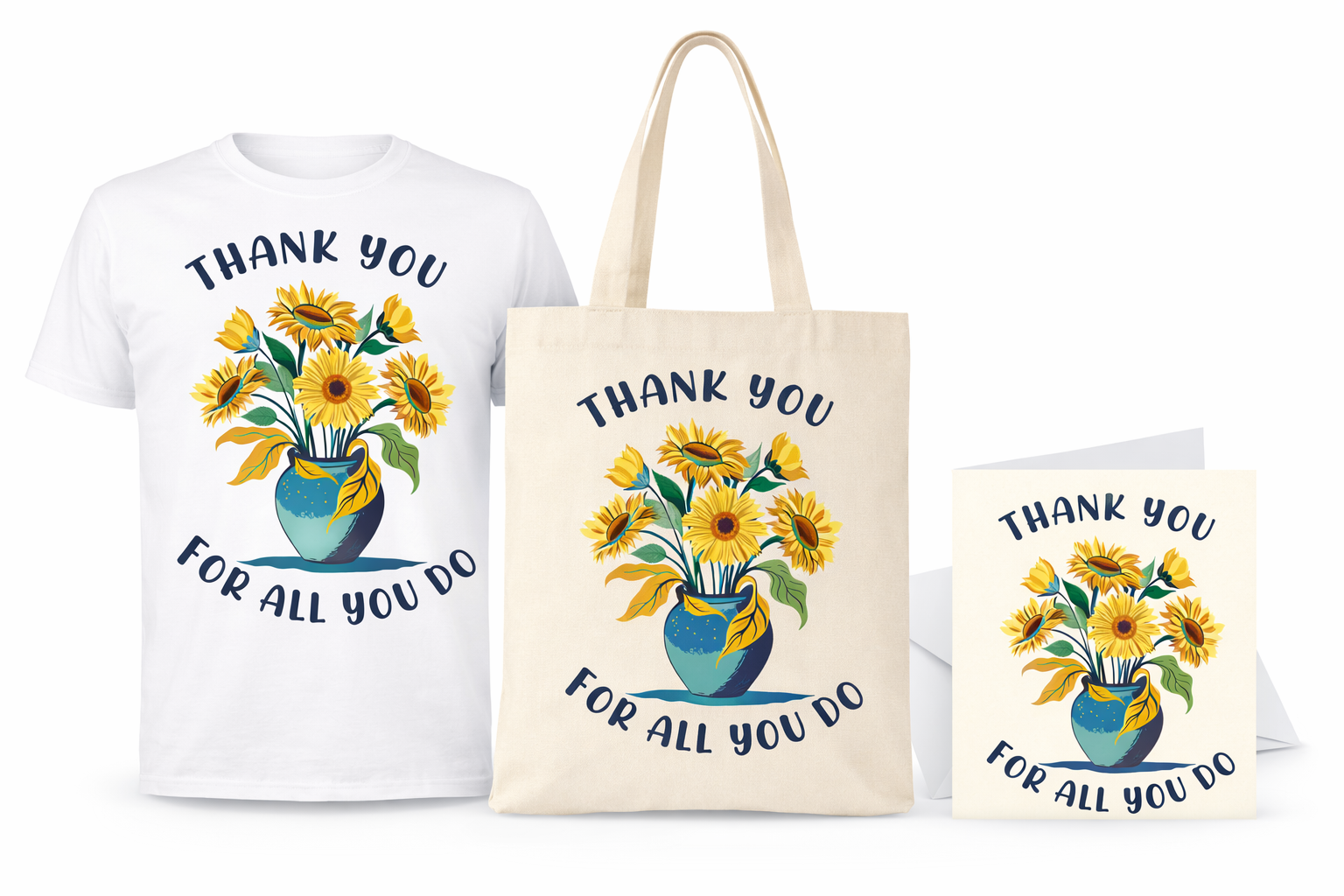 Thank You for All You Do (ETY)  Gratitude Gift Bundle (1 Tee + 1 Tote Bag + 1 Greeting Card)