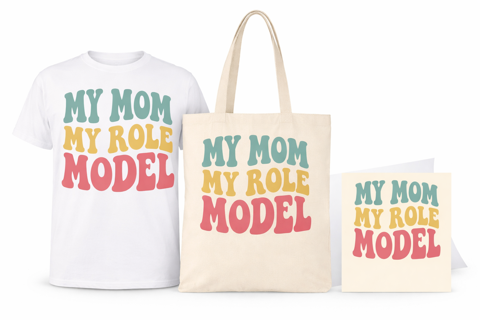 My Mom My Role Model Gratitude Gift Bundle (1 Tee + 1 Tote Bag + 1 Greeting Card)