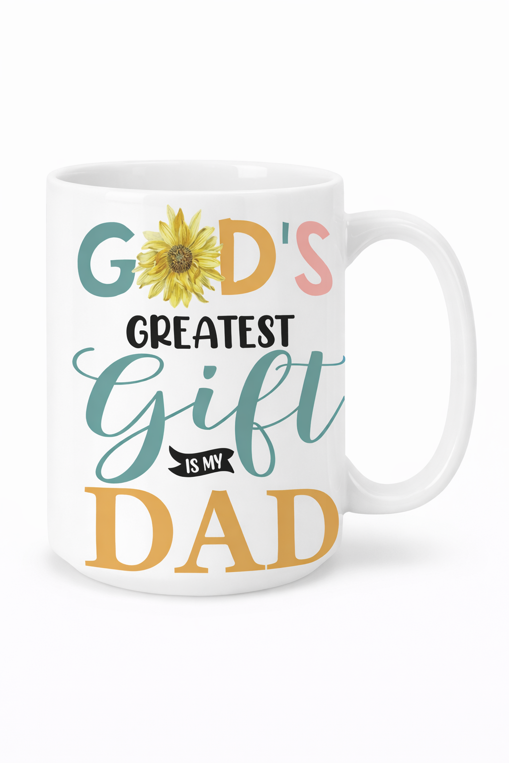 God’s Greatest Gift is my Dad (GGD) White Ceramic Mug with Color Inside (11oz, 15oz)