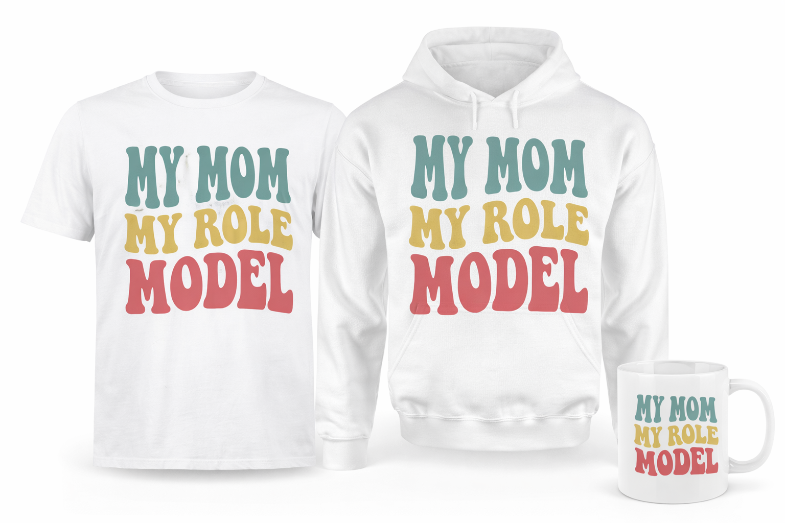 My Mom My Role Model Classic Gratitude Apparel Bundle (1 tee+1 hoodie +1 mug)