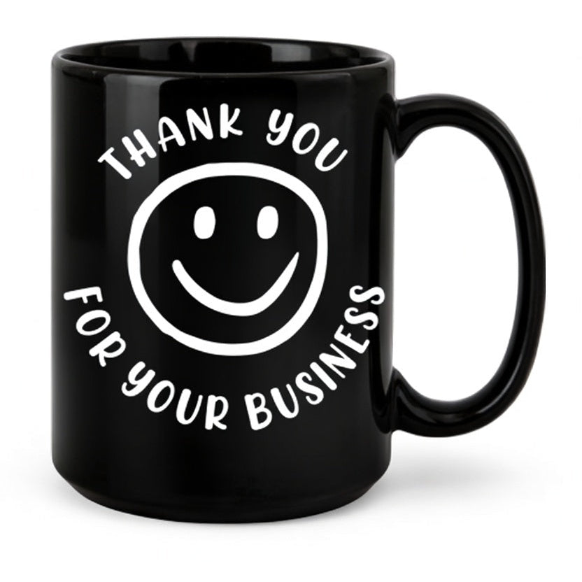 Thank You for Your Business (TYC) Black Glossy Mug (11oz, 15oz)