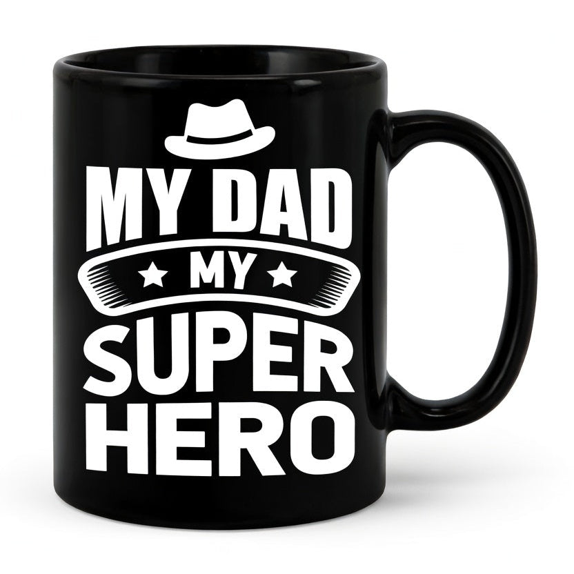 My Dad My Superhero (MD) Black Glossy Mug (11oz, 15oz)